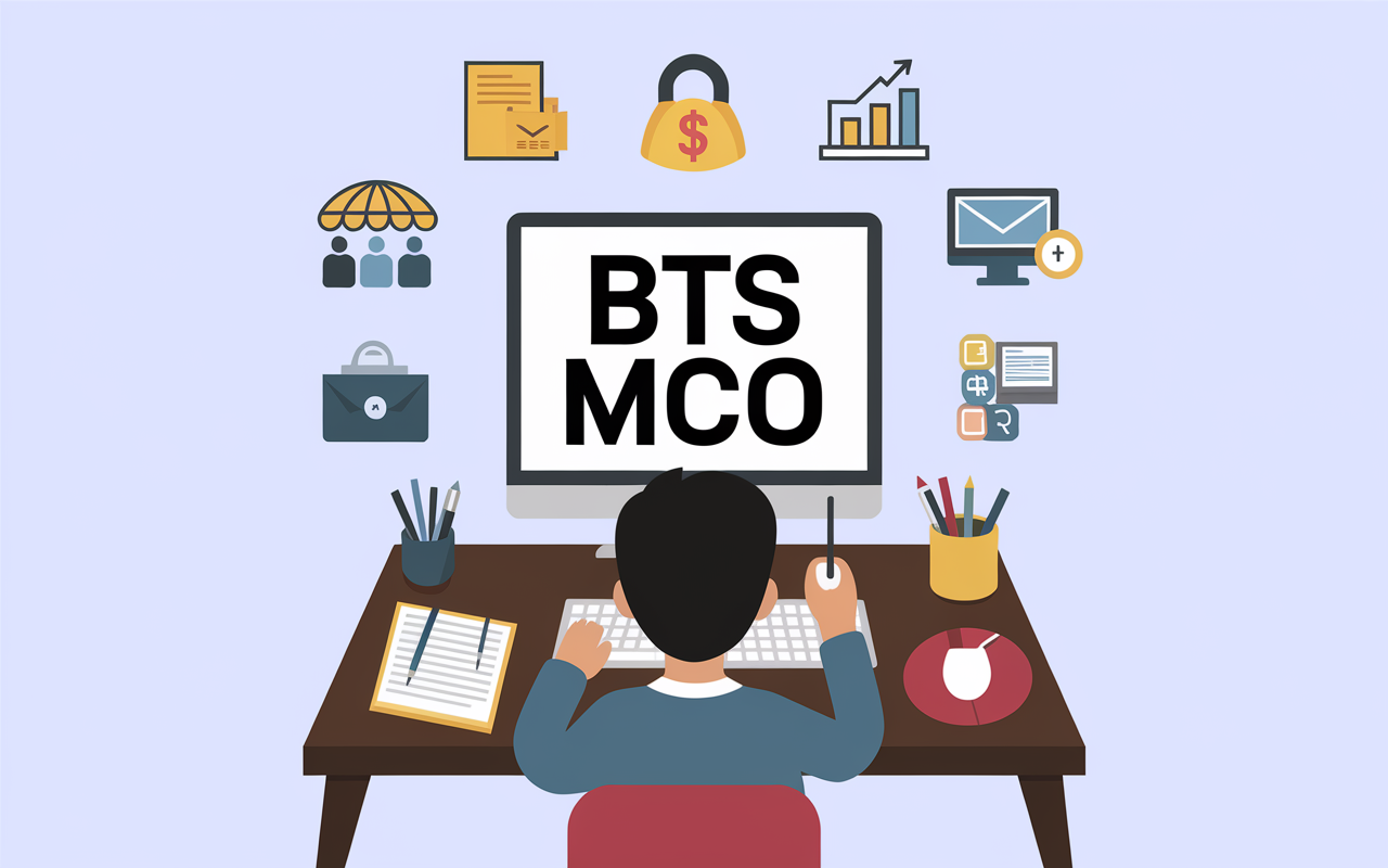 Etudiant BTS MCO écran icônes gestion commerce équipe