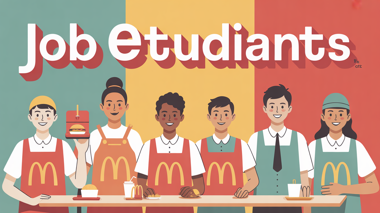 Groupe étudiants en tenue McDonald's job