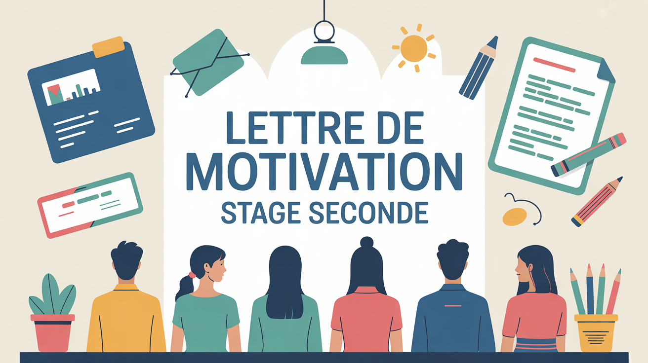Illustration bureau texte lettre motivation stage seconde