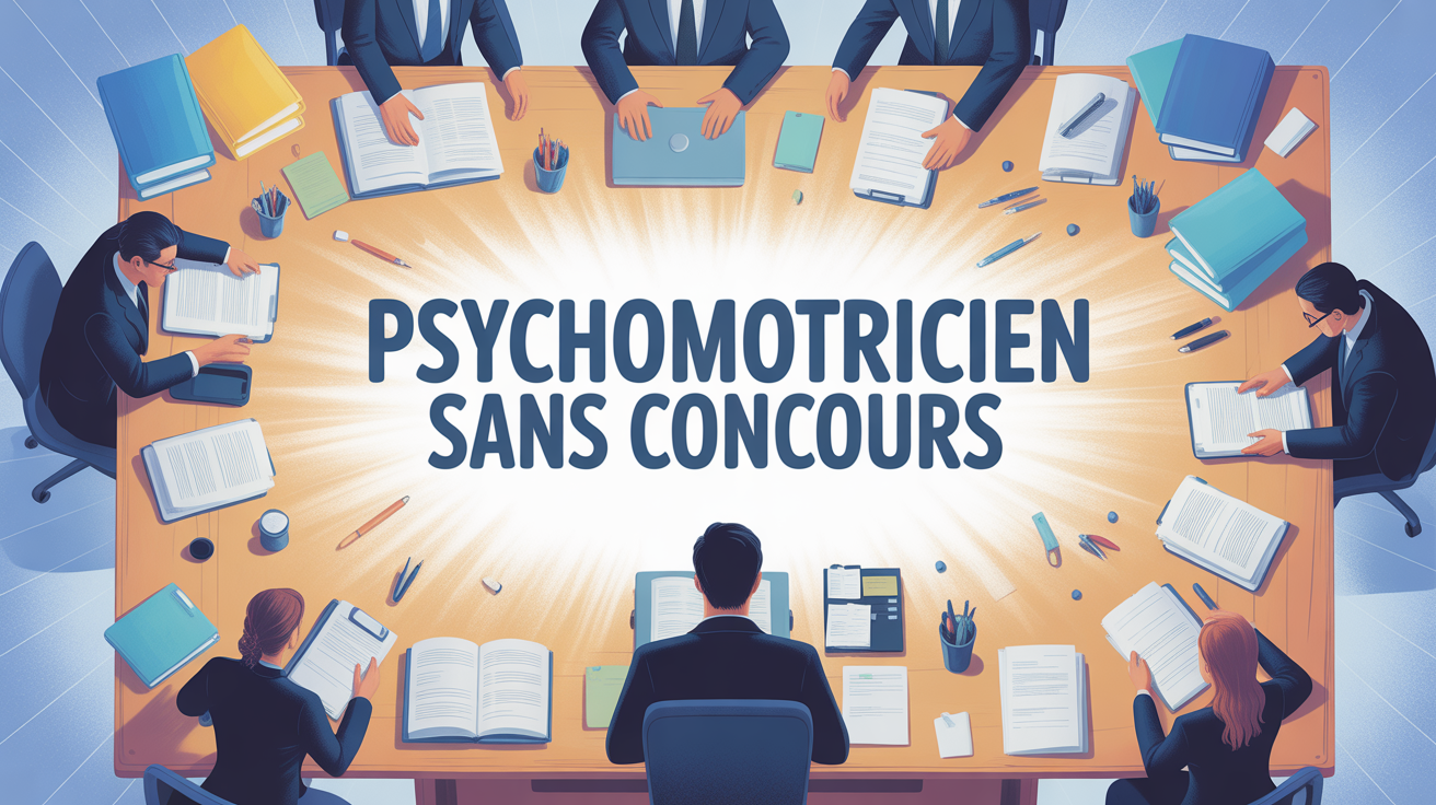 Bureau administratif lumineux, formulaires, dossier, texte Psychomotricien sans concours