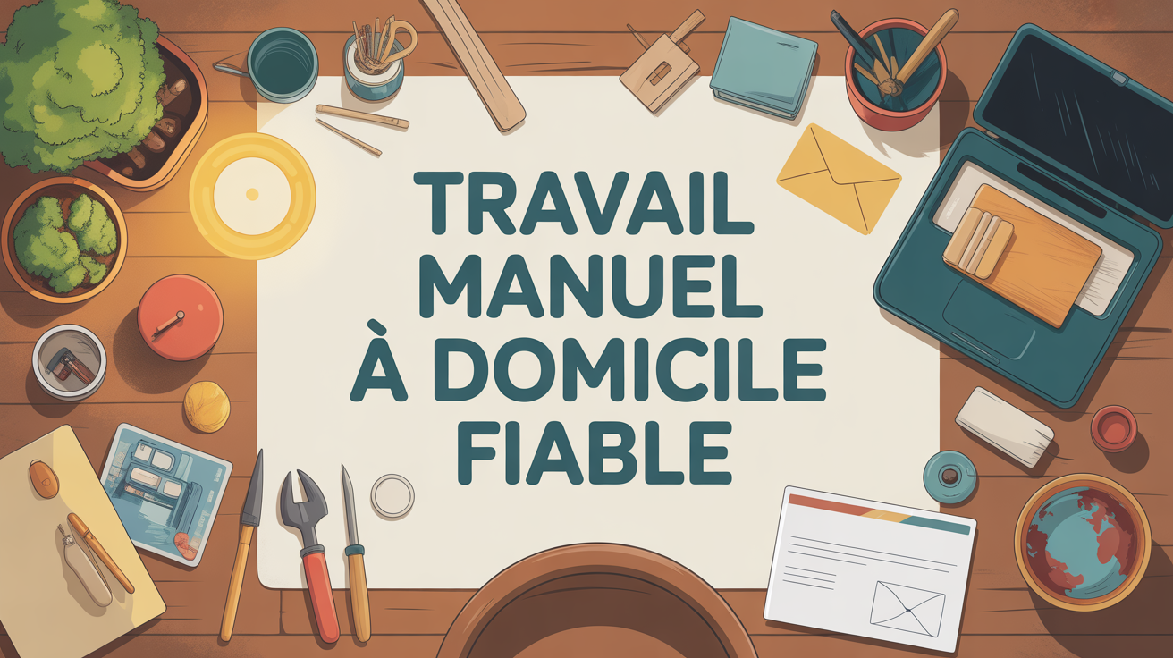 Table de travail manuel à domicile avec outils et courriers