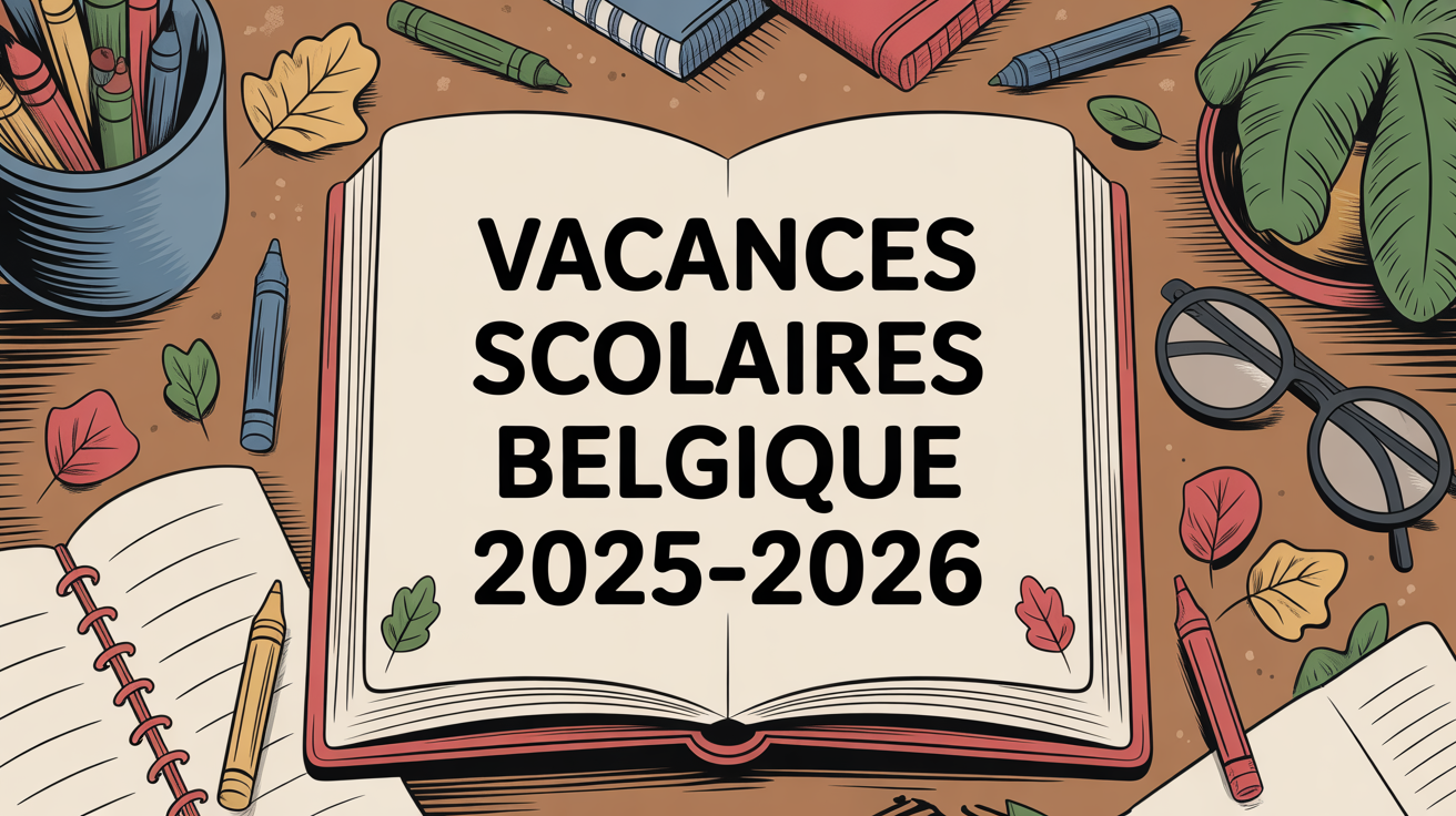 Calendrier vacances scolaires Belgique 2025-2026 sur table