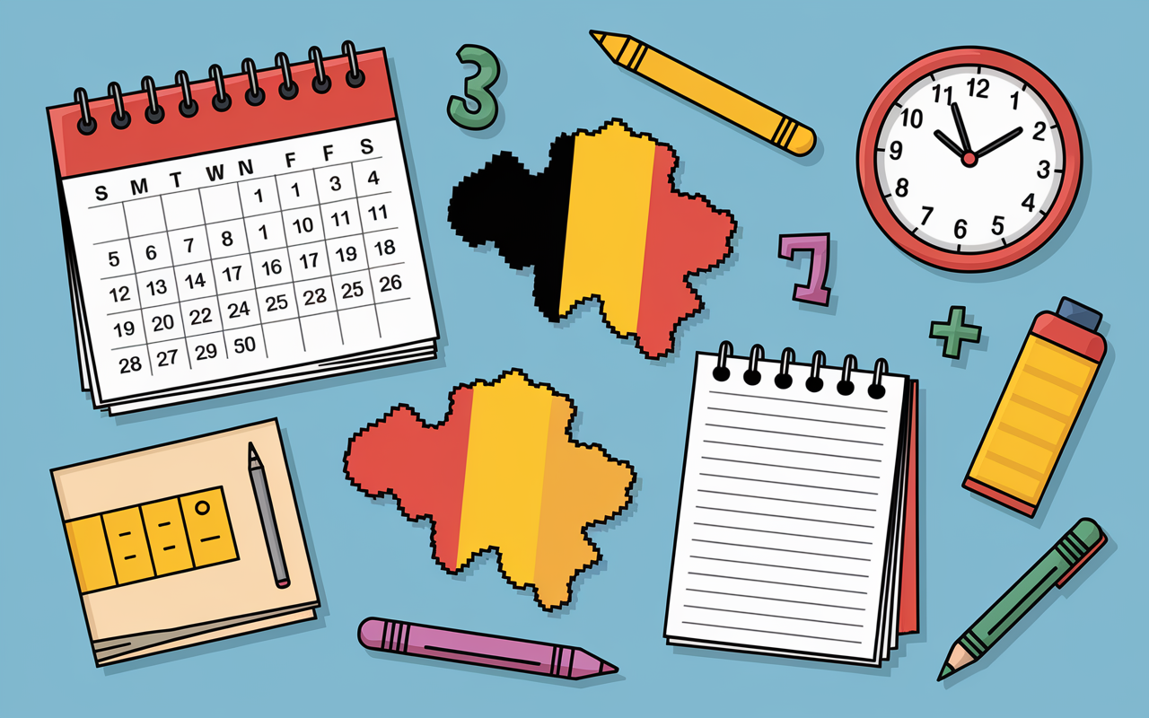 Tableau dates vacances scolaires Belgique 2025-2026