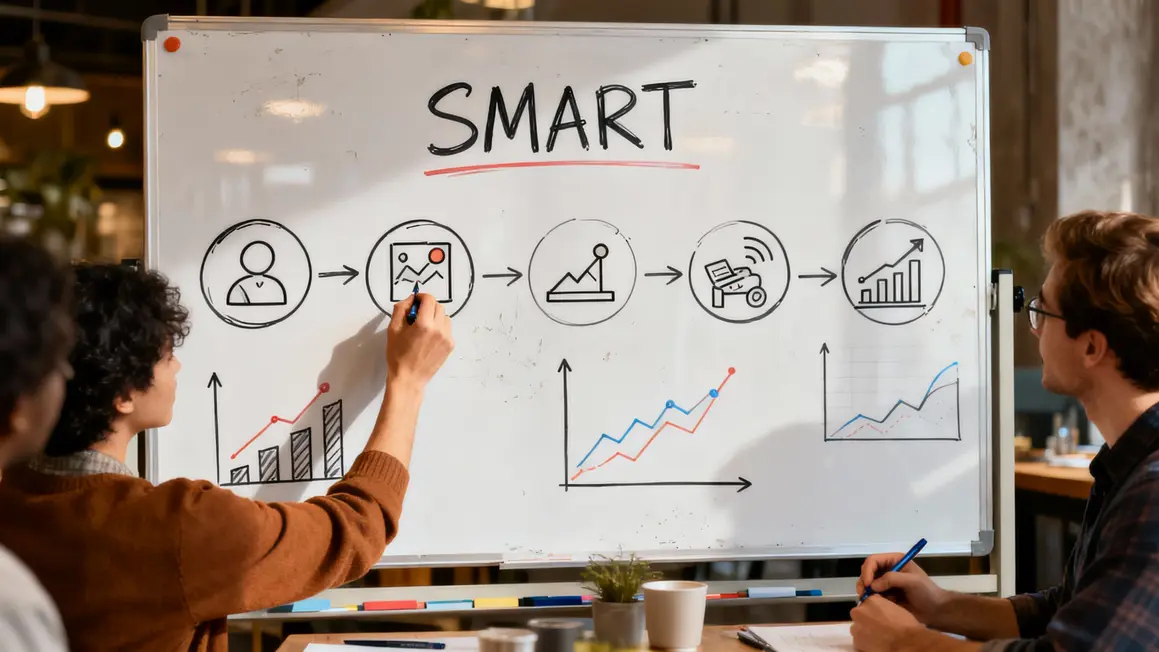 Tableau blanc avec schéma SMART marketing digital