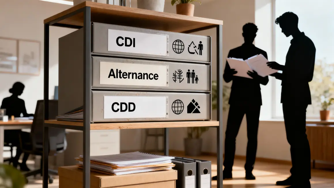Types contrats CDI CDD Alternance bureau