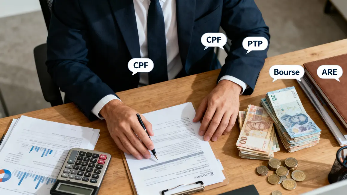 Tableau financement kinésithérapeute CPF PTP bourses ARE bureau moderne