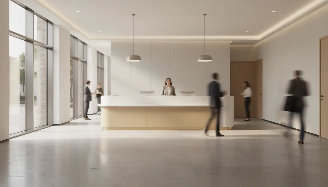 Agent d'accueil accueil visiteurs hall moderne