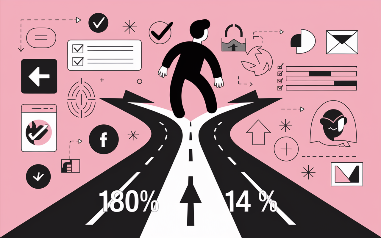 Personnage choisissant chemin conseil marketing