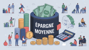 Illustration epargne moyenne en France tirelire calculatrice
